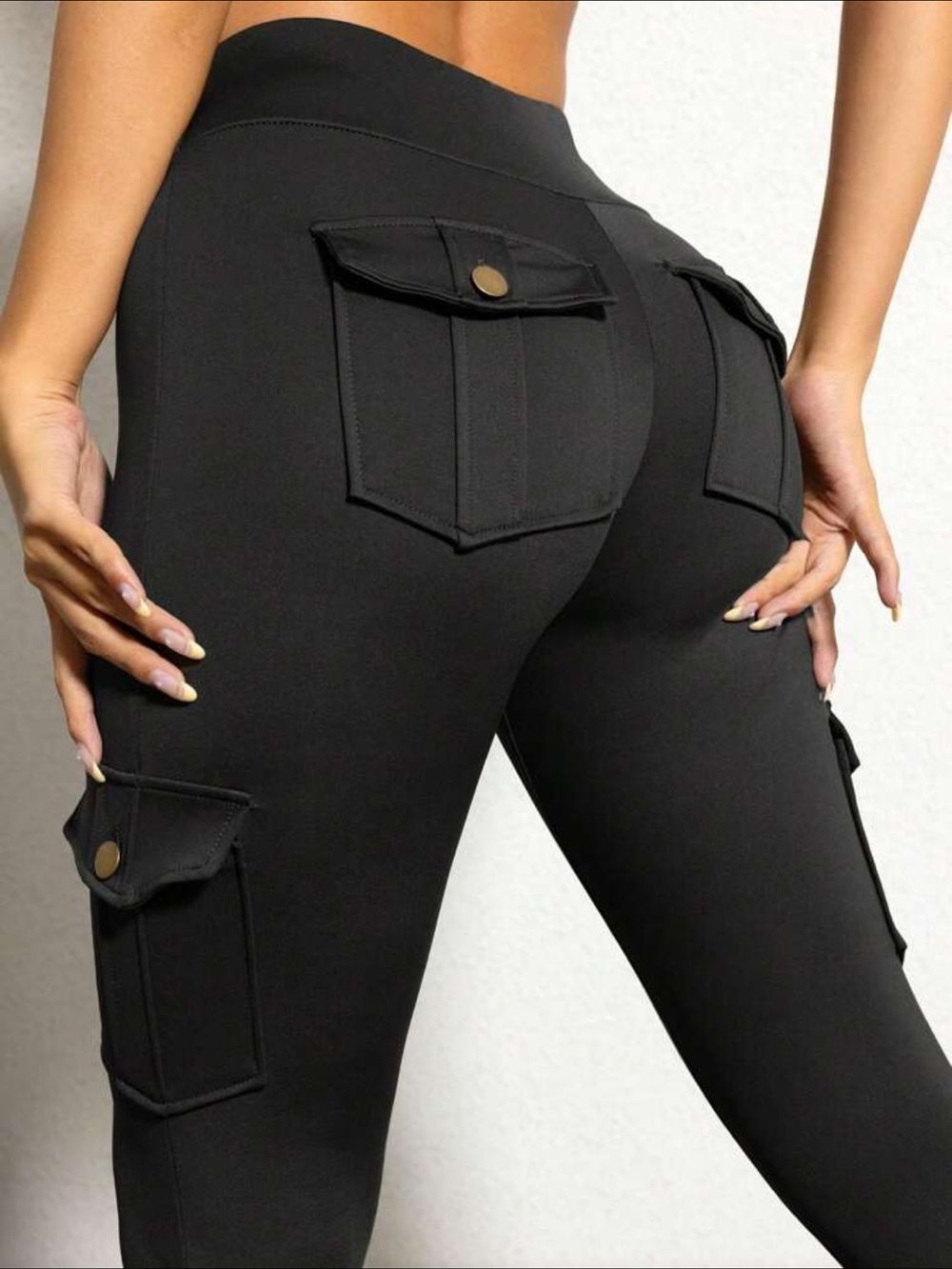 NWOT: Black Cargo Pocket High-Waist Leggings